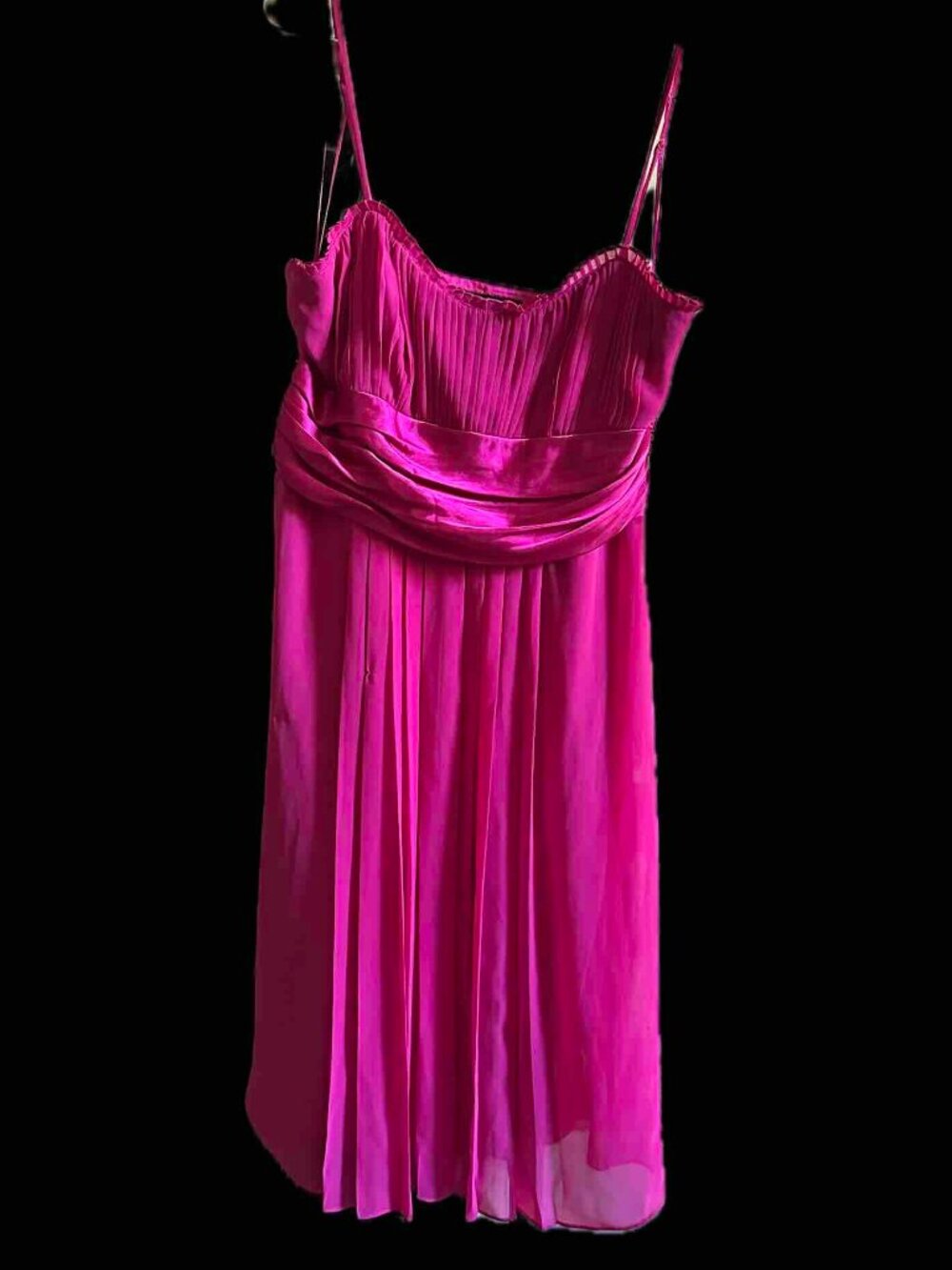 Vintage Democracy Macy's Dress Poly w Satin Cumberbund 14 EUC Magenta Fucshia